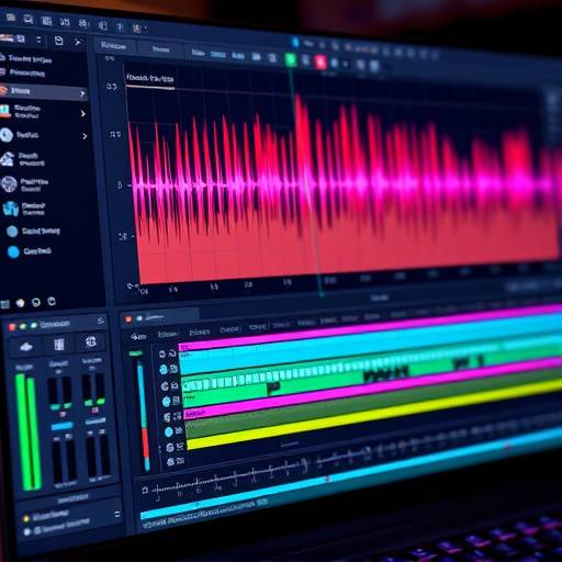 Schermata di software di editing audio con forme d'onda.